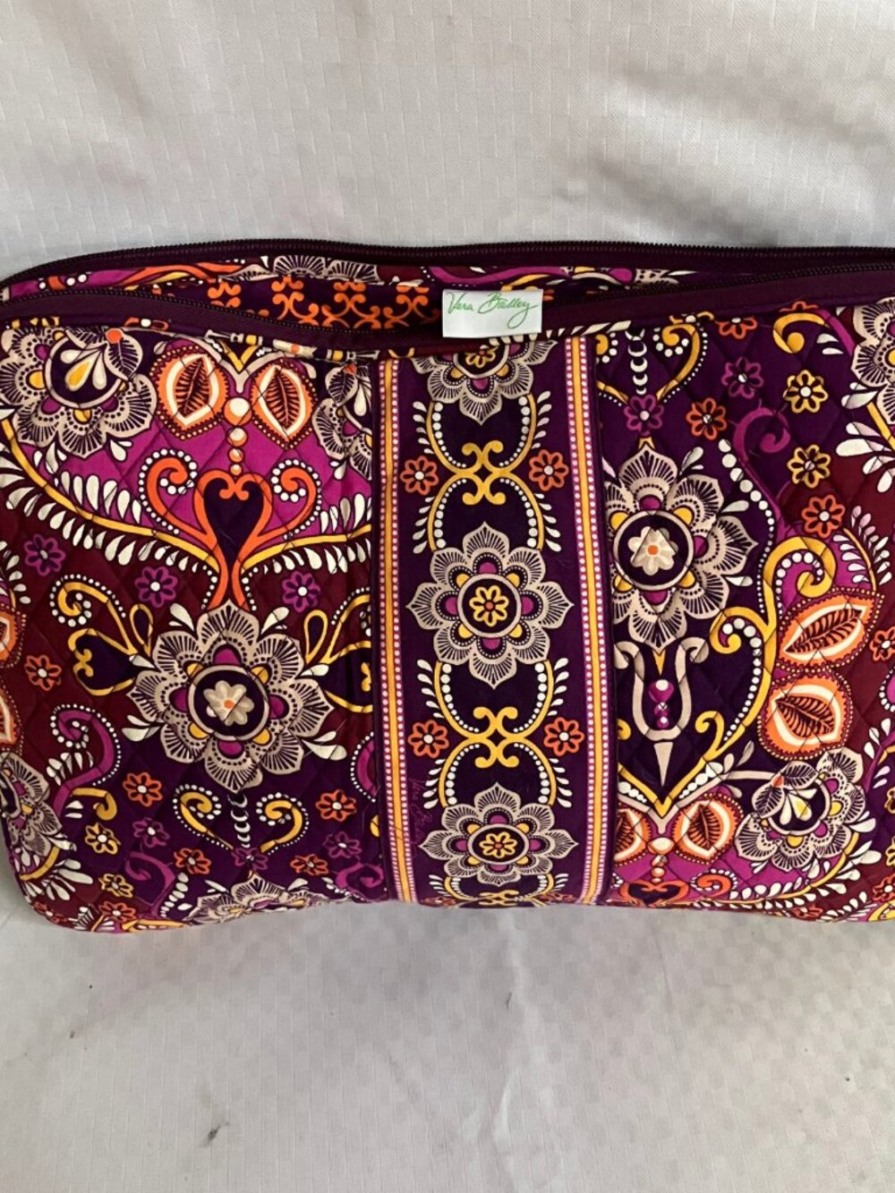 Vera Bradley Laptop Sleeve Case Women's Purple Floral Quilted Zip Padded Bag